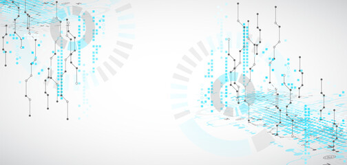 Abstract technology concept. Circuit board, high computer color background. Vector illustration.
