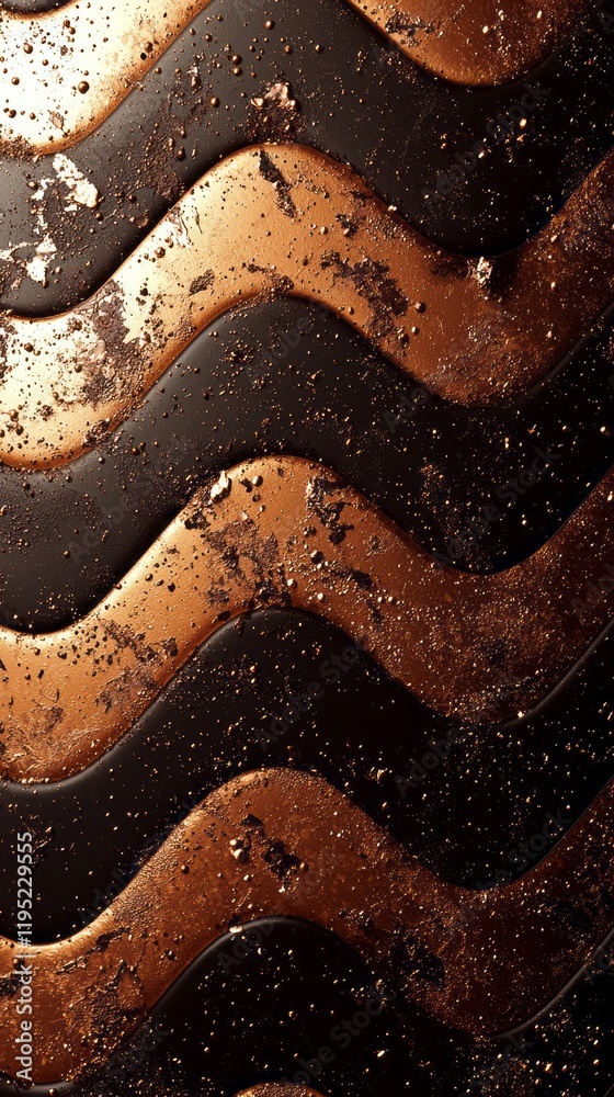 Poster bold zigzag patterns swirl in butter yellow and rich dark hues, revealing a textured interplay of li