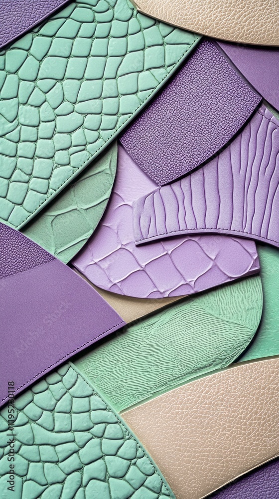 Poster soft hues of pastel purple and green blend seamlessly in an artistic arrangement of geometric patter