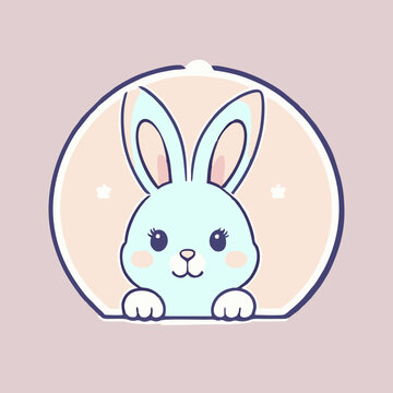 Happy Easter. Three white bunny rabbit hanging