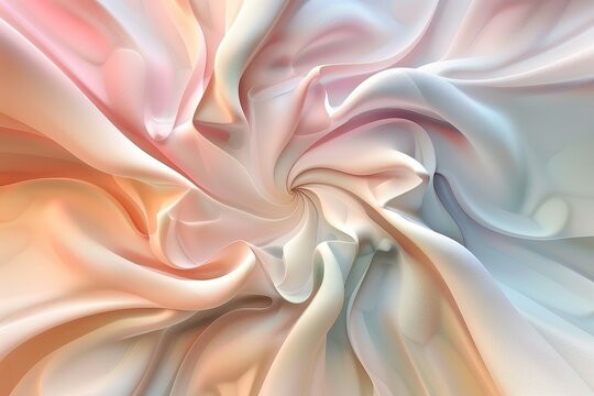 A swirling abstract design featuring soft pastel colors and flowing fabric-like textures.