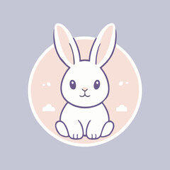 Happy Easter. Three white bunny rabbit hanging