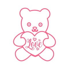 Love teddy bear design on plain white transparent isolated background for card, shirt, hoodie, sweatshirt, apparel, tag, mug, icon, poster or badge