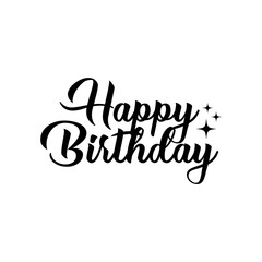 Happy Birthday typography design on plain white transparent isolated background for card, shirt, hoodie, sweatshirt, apparel, tag, mug, icon, poster or badge