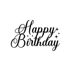 Happy Birthday typography design on plain white transparent isolated background for card, shirt, hoodie, sweatshirt, apparel, tag, mug, icon, poster or badge