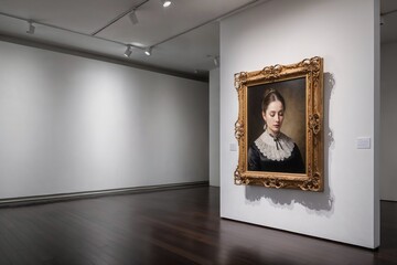 a potrait of a medieval lady is exhibited in the gallery