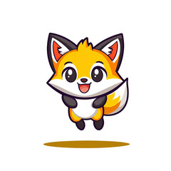 Obraz premium Playful cartoon fox jumping in bright colors digital art cheerful environment whimsical viewpoint animated concept