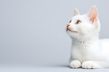 Obraz premium Cute fluffy white kitten isolated on background