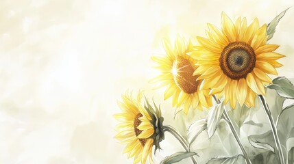 Obraz premium Sunflowers turning slowly toward the sun, light and shadows creating gentle movement