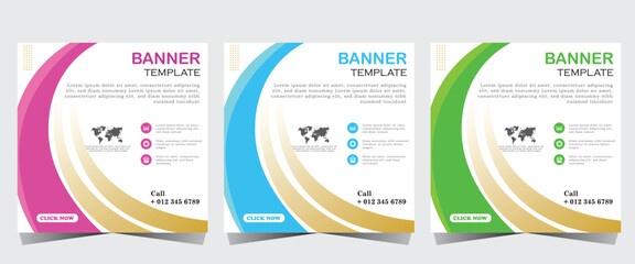 Social media post template. Set of social media with gold permium wave design. Vector illustration of Webinar invitation banner. simple template for online advertising design.