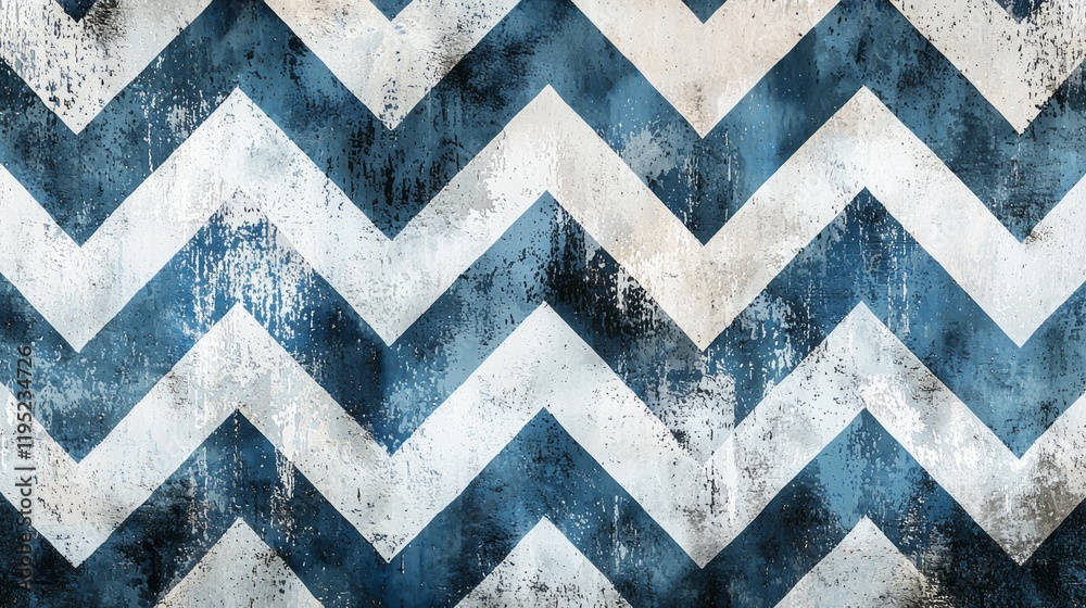 Poster Intricate zigzag patterns in shades of muted blue create a captivating visual impact, perfect for contemporary decor or artistic backgrounds. The textured design enhances depth and character