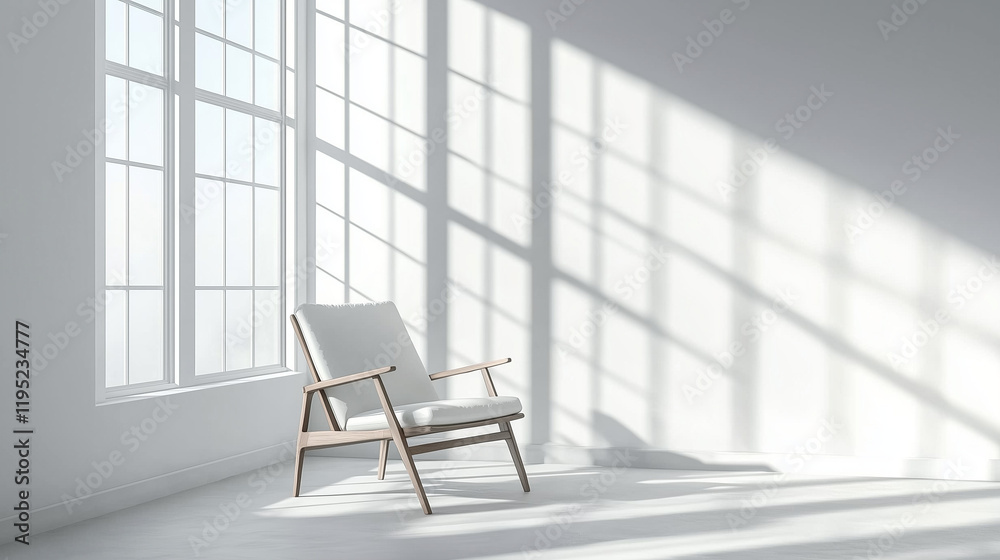Leinwandbilder minimalist scandinavian interior with bright sunlight streaming through a large window onto an isola