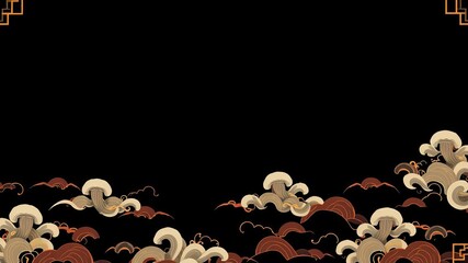 Seamless Chinese oriental pattern featuring clouds on a vector background, design, Chinese, Asia