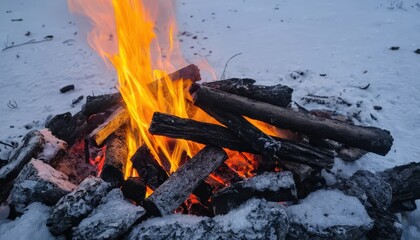 Cozy Winter Campfire in a Snowy Forest