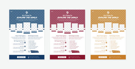 Creative unique or modern travel flyer design layout for travel agency A4 print