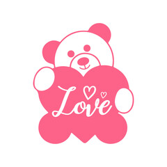 Love teddy bear design on plain white transparent isolated background for card, shirt, hoodie, sweatshirt, apparel, tag, mug, icon, poster or badge
