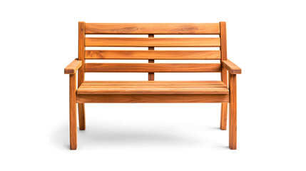 Wooden bench, isolated on white background.