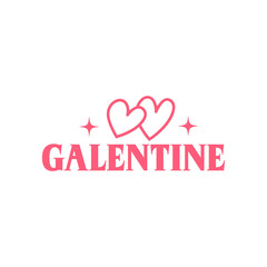 Galentine valentine typography text on plain white transparent isolated background for card, shirt, hoodie, sweatshirt, apparel, tag, mug, icon, poster or badge
