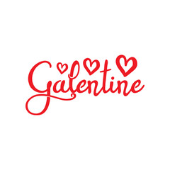 Galentine valentine typography text on plain white transparent isolated background for card, shirt, hoodie, sweatshirt, apparel, tag, mug, icon, poster or badge