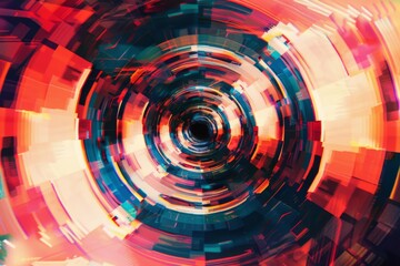 the glitch effect with a circular TV motif.