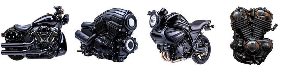 Detailed Illustration of Various Motorcycle Engine Types and Styles