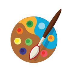 Paint Palette & Brush Vector Illustration