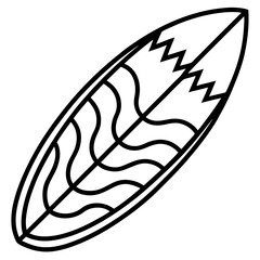 Modern Surfboard Line Illustration