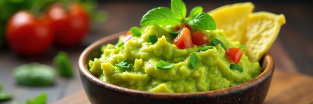 Guacamole en un recipiente con lechuga y aguacate, guacamole, vegetales, salada