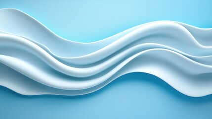 Obraz premium Abstract Flowing White Waves: A 3D rendering of fluid white waves on a gentle blue background, creating a sense of movement and grace.