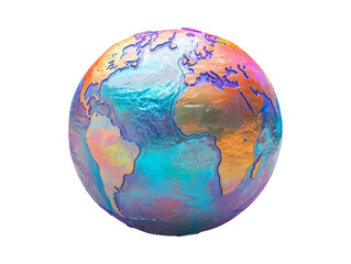 Colorful Iridescent World Map with Latitude and Longitude Lines