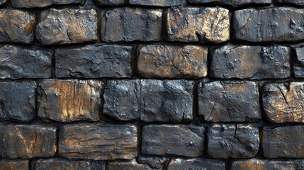 Obraz premium Dark Grey Stone Wall Texture Background- Seamless Rough Brick Pattern