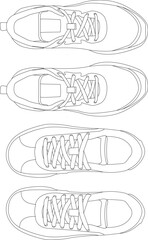 Set of Shoes sneaker outline drawing vector symbol icon Set of sneaker icon, shoe icon vector collection, sneaker icon simple Collection Men's footwear, new shoe illustration