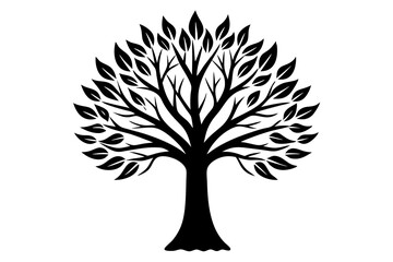 Silhouette vector of tree and root with black white color