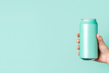 Hand holding can soda bottle isolated on white background