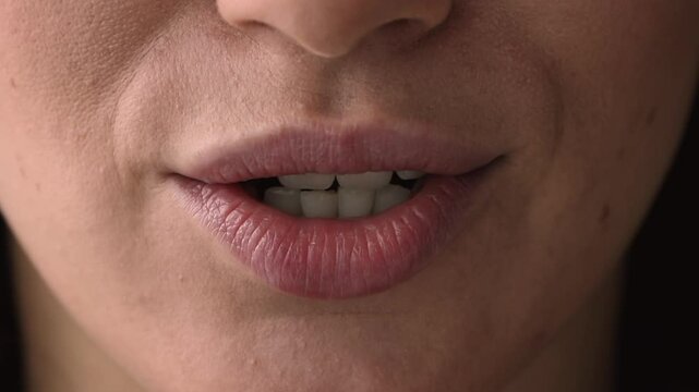 Cropped close up view focusing on lower part faces of diverse people, multiracial smiling and serious men and women talking on cam. Public speaking, multilingual interaction, interpersonal connection