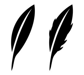 Obraz premium Plume set. Black flat icons isolated on white background. Vector clipart.