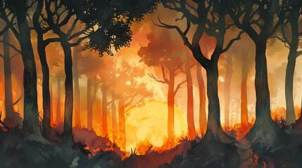Forest. Fireveil. Illustration
