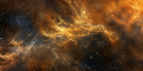 A vibrant cosmic scene showcasing swirling gases and stars in a deep space environment.