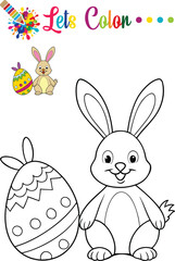 Adorable bunny coloring an Easter egg, perfect for kids' activities, preschool worksheets, and coloring books.

