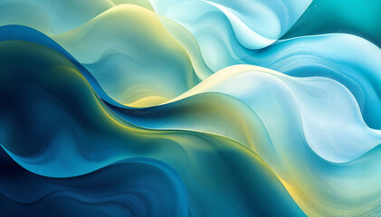 Obraz premium An abstract and artistic representation, showcasing flowing waves of blues and greens, evoking a sense of calm and serenity, and flowing art style.