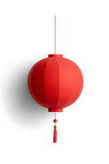 Obraz premium Red paper decorative lantern, isolated on white background. Asian, Chinese style