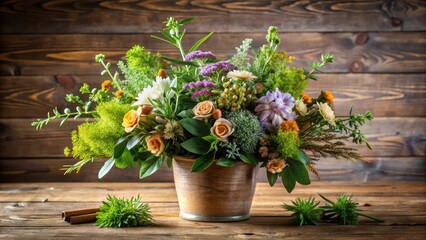 Floral and Herb Arrangement , Composition, Natural Elegance