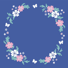 cute circle frame with many flowers
