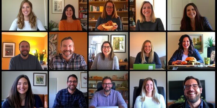 Thanksgiving Zoom call with each family member showcasing their holiday meal from different locations