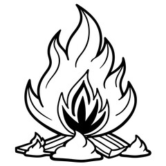 Rustic Bonfire Line Drawing