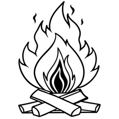 Rustic Bonfire Line Drawing