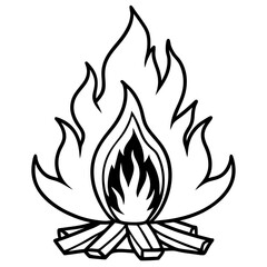 Rustic Bonfire Line Drawing