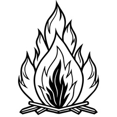 Rustic Bonfire Line Drawing