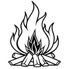 Rustic Bonfire Line Drawing