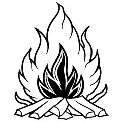 Rustic Bonfire Line Drawing